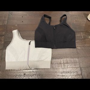 Two Target Front Zip Sports Bras, One Light Grey, One Black, Both Zip Front